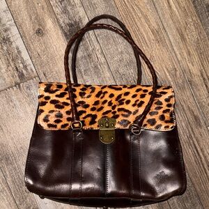Patricia Nash Leopard and Dark Brown Shoulder Bag